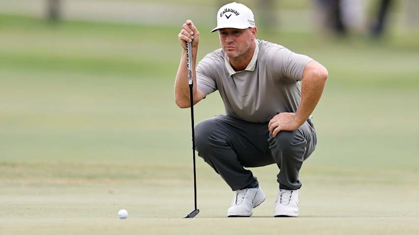 Alex Noren of Sweden lines up a putt on the 11th green during the final round of the Cadillac Championship 2026 at Trump National Doral Miami on May 03, 2026 in Doral, Florida. (Carmen Mandato/Getty Images)