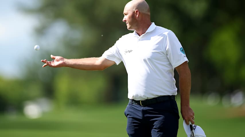 Sepp Straka of Austria tosses his ball while playing the 10th hole during the first round of the Truist Championship 2026 at Quail Hollow Country Club on May 07, 2026 in Charlotte, North Carolina. (Jared C. Tilton/Getty Images)