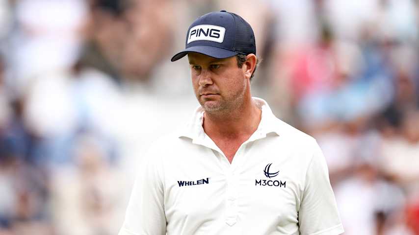 Harris English looks on while playing the second hole during the third round of the Truist Championship 2026 at Quail Hollow Country Club on May 09, 2026 in Charlotte, North Carolina. (Jared C. Tilton/Getty Images)