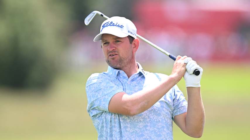 Bernd Wiesberger of Austria plays a shot on the first hole on day four of the Estrella Damm Catalunya Championship 2026 at Real Club de Golf el Prat on May 10, 2026 in Barcelona, Spain. (Stuart Franklin/Getty Images)