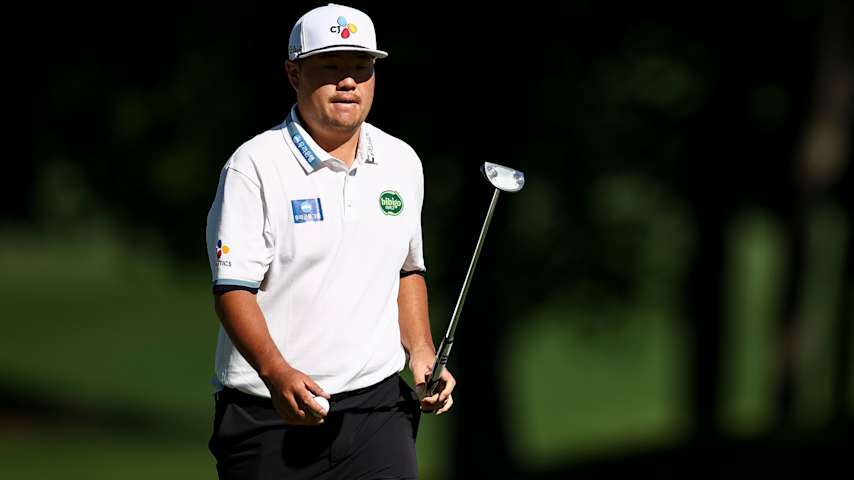 Sungjae Im of South Korea looks on while playing the 15th hole during the final round of the Truist Championship 2026 at Quail Hollow Country Club on May 10, 2026 in Charlotte, North Carolina. (Jared C. Tilton/Getty Images)