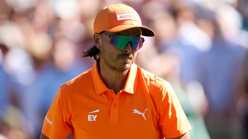 Rickie Fowler looks on while playing the 18th hole during the final round of the Truist Championship 2026 at Quail Hollow Country Club on May 10, 2026 in Charlotte, North Carolina. (Andrew Redington/Getty Images)