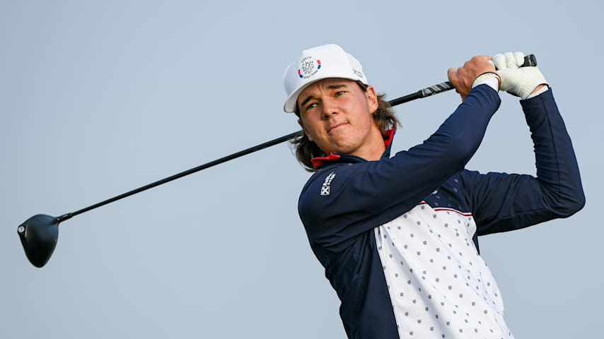Filip Jakubcik of Czech Republic plays his tee shot on the 3rd hole during Day Four of the 2022 World Amateur Team Golf Championships - Eisenhower Trophy competition at Le Golf National on September 3, 2022 in Paris, France. (Octavio Passos/Getty Images)
