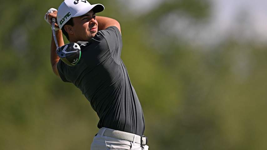 Fred Biondi of Brazil plays his shot from the 16th tee during the first round of the Mexico Open at VidantaWorld 2025 at Vidanta Vallarta on February 20, 2025 in Puerto Vallarta, Mexico. (Orlando Ramirez/Getty Images)