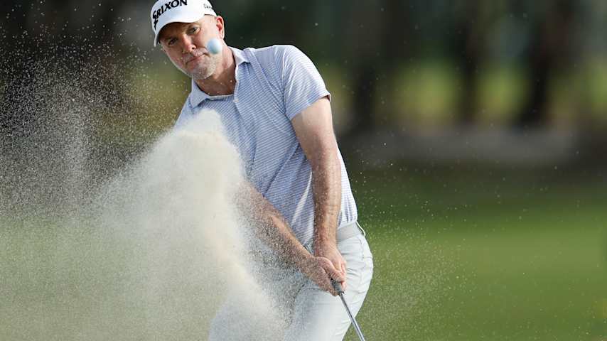 Martin Laird of Scotland plays his shot from the bunker on the third green during the first round of The Bahamas Golf Classic at Atlantis Paradise Island 2026 at Ocean Club Golf Course on January 11, 2026 in Paradise Island, Bahamas. (Johnnie Izquierdo/Getty Images)
