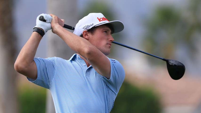 David Ford of the United States plays his shot from the 13th tee during the second round of The American Express 2026 at the Nicklaus Tournament Course on January 23, 2026 in La Quinta, California. (Jed Jacobsohn/Getty Images)