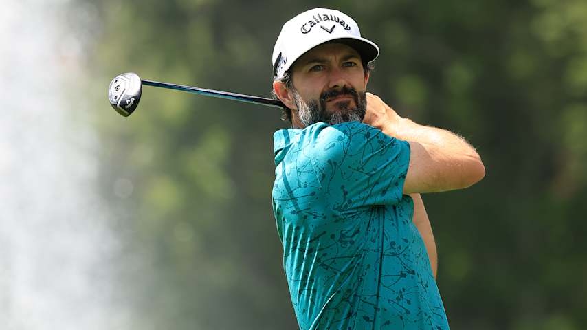 Adam Hadwin of Canada hits his tee shot on the 17th hole during the first round of the Astara Golf Championship presented by Mastercard 2026 at Country Club de Bogota on February 05, 2026 in Bogota, Colombia. (Buda Mendes/Getty Images)