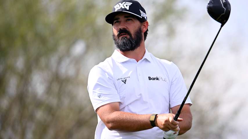 Chad Ramey of the United States plays his shot from the 15th tee during the first round of the WM Phoenix Open 2026 at TPC Scottsdale on February 05, 2026 in Scottsdale, Arizona. (Alex Goodlett/Getty Images)