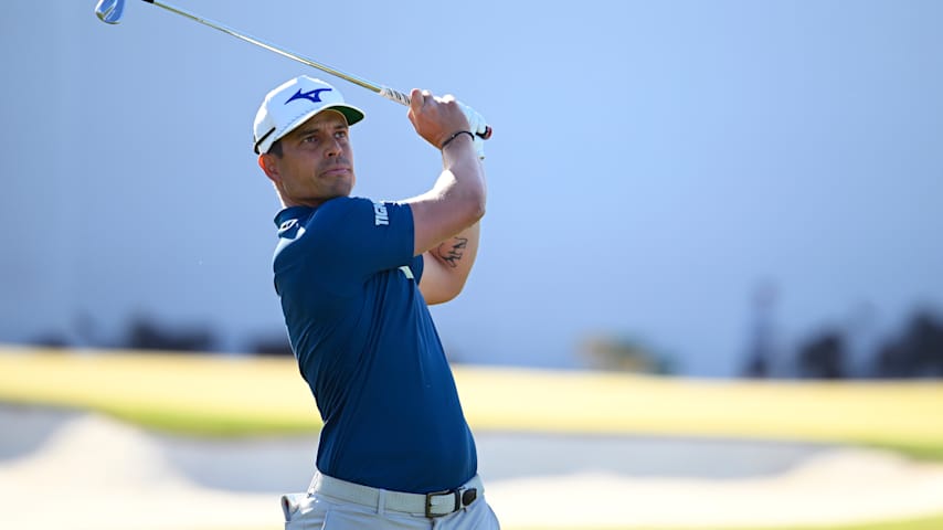Adrien Saddier of France plays a shot on the 11th hole during the third round of the WM Phoenix Open 2026 at TPC Scottsdale on February 07, 2026 in Scottsdale, Arizona. (Alex Goodlett/Getty Images)