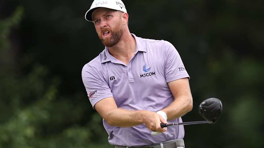 Chris Kirk of the United States plays his shot from the 12th tee during the second round of the Charles Schwab Challenge 2026 at Colonial Country Club on May 29, 2026 in Fort Worth, Texas. (Stacy Revere/Getty Images)