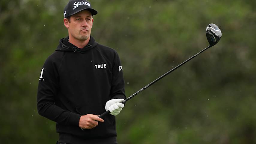 Andrew Putnam of the United States lines up his shot from the second tee during the final round of the Valero Texas Open 2026 at TPC San Antonio on April 05, 2026 in San Antonio, Texas. (Dylan Buell/Getty Images)