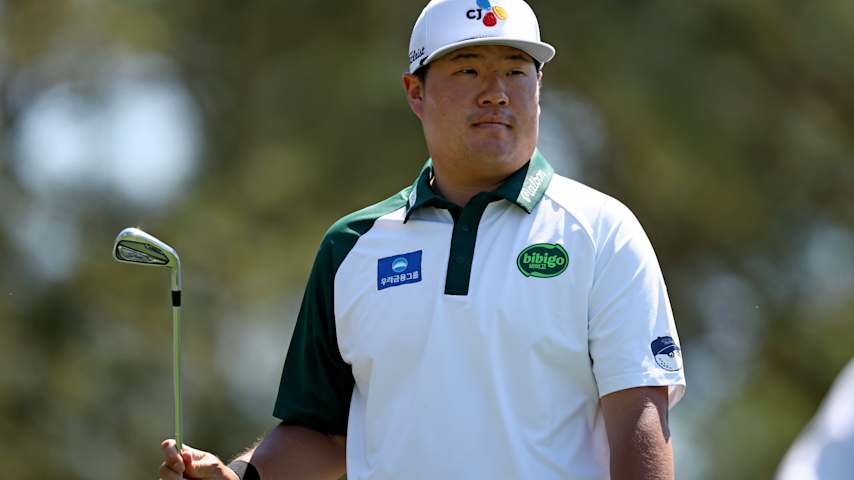 Sungjae Im of South Korea looks on while playing the fourth hole during the final round of the 2026 Masters Tournament at Augusta National Golf Club on April 12, 2026 in Augusta, Georgia. (Jared C. Tilton/Getty Images)