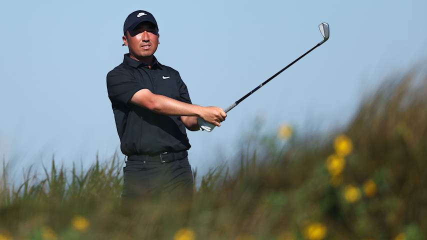 Doug Ghim of the United States plays his shot from the sixth tee during the final round of The RSM Classic 2025 at Sea Island Resort on November 23, 2025 in St Simons Island, Georgia. (Mike Mulholland/Getty Images)