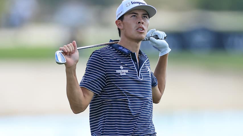 Johnny Keefer of The United States reacts after playing a shot during the pro-am prior to the Hero World Challenge 2025 at Albany Golf Course on December 03, 2025 in Nassau, Bahamas. (David Cannon/Getty Images)