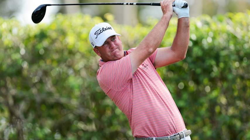 Tom Hoge of the United States hits a tee shot on the 14th hole during the final round of the Grant Thornton Invitational 2025 at Tiburon Golf Club on December 14, 2025 in Naples, Florida. (Sam Navarro/Getty Images)