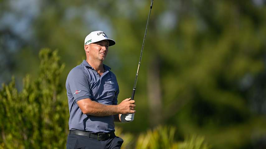 Alex Noren of Sweden watches his shot on the 12th tee box during the final round of the Hero World Challenge at Albany Golf Course on December 7, 2025 in Naussau, New Providence. (Ben Jared/PGA TOUR via Getty Images)