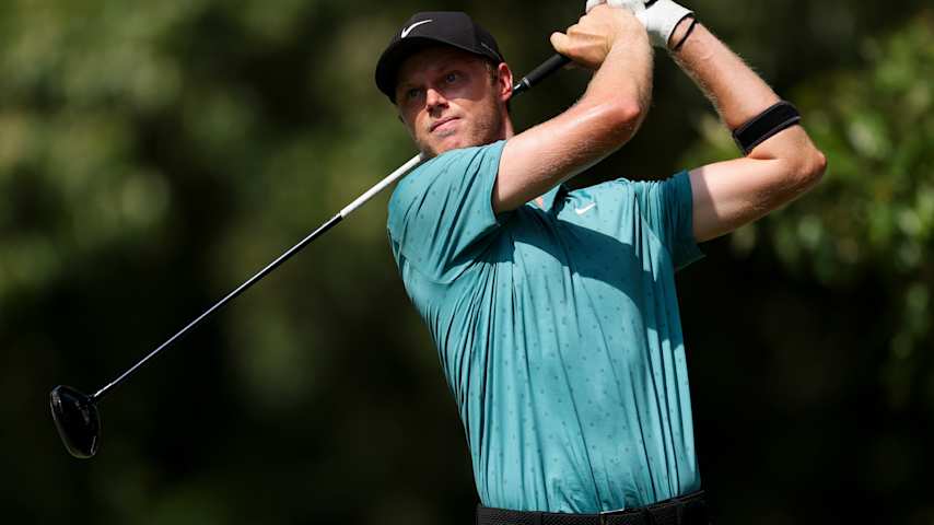 Cam Davis of Australia hits a tee shot on the seventh hole during the final round of the FedEx St. Jude Championship 2025 at TPC Southwind on August 10, 2025 in Memphis, Tennessee. (Andy Lyons/Getty Images)