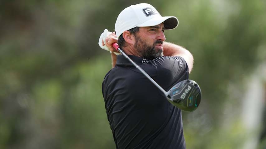 John Parry of England watches his tee shot on the first hole during the final round of  Sony Open in Hawaii at Waialae Country Club on January 18, 2026 in Honolulu, Hawaii. (Tracy Wilcox/PGA TOUR via Getty Images)