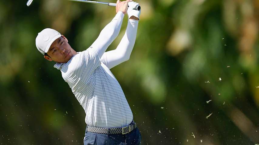 Jeffrey Kang of the United States plays a shot on the ninth hole during the second round of the Sony Open in Hawaii 2026 at Waialae Country Club on January 16, 2026 in Honolulu, Hawaii. (Cliff Hawkins/Getty Images)