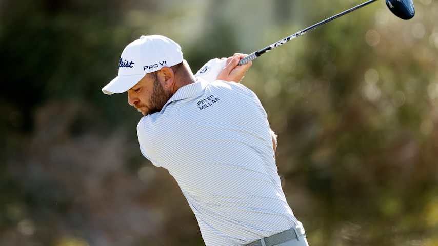 Jordan Smith of England plays his shot from the first tee during the third round of the Sony Open in Hawaii 2026 at Waialae Country Club on January 17, 2026 in Honolulu, Hawaii. (Cliff Hawkins/Getty Images)