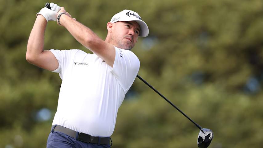 Brian Harman of the United States plays his shot from the second tee during the third round of the Sony Open in Hawaii 2026 at Waialae Country Club on January 17, 2026 in Honolulu, Hawaii. (Mike Mulholland/Getty Images)