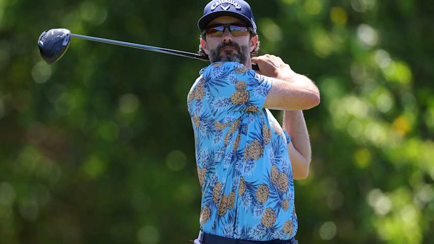 Adam Hadwin of Canada plays his shot from the sixth tee during the second round of the Puerto Rico Open 2026 at Grand Reserve Golf Club on March 06, 2026 in Rio Grande, Puerto Rico. (Jordan Bank/Getty Images)