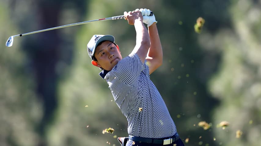 Dylan Wu of the United States plays his shot from the second tee during the first round of the Barracuda Championship 2025 at Tahoe Mountain Club on July 17, 2025 in Truckee, California. (Lachlan Cunningham/Getty Images)