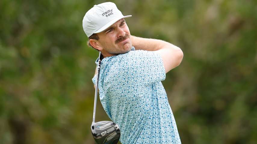 Will Gordon of the United States plays his shot from the third tee during the final round of The Bahamas Great Abaco Classic at The Abaco Club 2026 at The Abaco Club on January 21, 2026 in Great Abaco, Bahamas. (Johnnie Izquierdo/Getty Images)