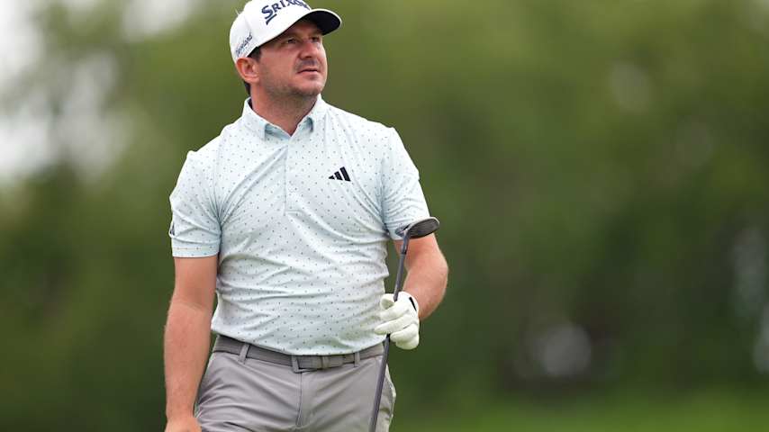 Alejandro Tosti of Argentina watches his shot from the second tee during the first round of the ONEflight Myrtle Beach Classic 2026 at Dunes Golf & Beach Club on May 07, 2026 in Myrtle Beach, South Carolina. (Raj Mehta/Getty Images)