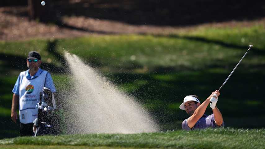 Beau Hossler of the United States plays a shot from a bunker on the 16th hole during the final round of the ONEflight Myrtle Beach Classic 2026 at Dunes Golf & Beach Club on May 10, 2026 in Myrtle Beach, South Carolina. (Raj Mehta/Getty Images)