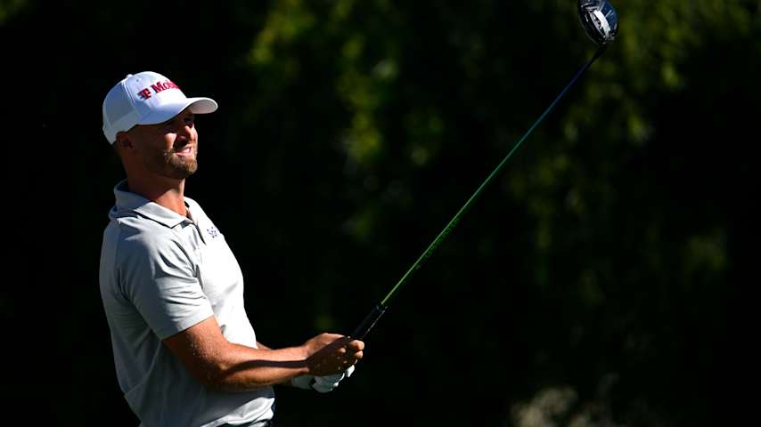 Wyndham Clark of the United States plays his shot from the fifth tee during the second round of the WM Phoenix Open 2026 at TPC Scottsdale on February 06, 2026 in Scottsdale, Arizona. (Alex Goodlett/Getty Images)