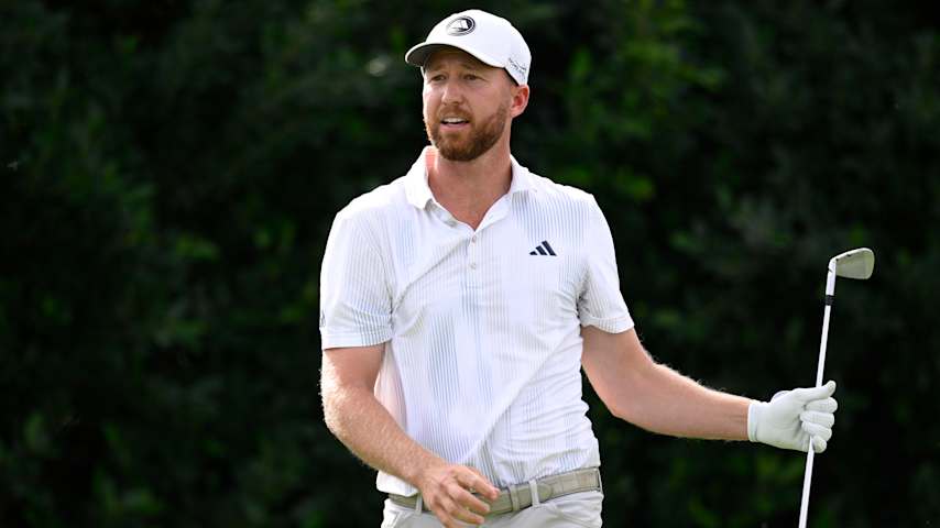 Daniel Berger of the United States follows his shot from the third tee during the first round of The American Express 2026 at La Quinta Country Club on January 22, 2026 in La Quinta, California. (Orlando Ramirez/Getty Images)