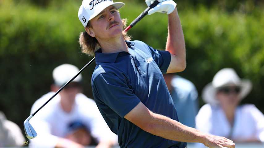 Jack Buchanan of Australia tees off on the 11th hole on day four of the Crown Australian Open 2025 at The Royal Melbourne Golf Club on December 07, 2025 in Melbourne, Australia. (Josh Chadwick/Getty Images)