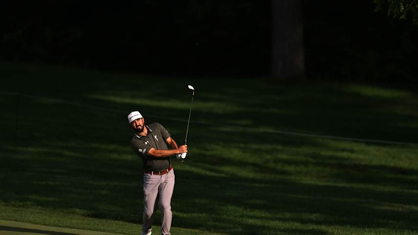 Mark Hubbard of the United States plays his third shot on the first hole during the second round of the the Memorial Tournament presented by Workday 2026 at Muirfield Village Golf Club on June 05, 2026 in Dublin, Ohio. (Mike Mulholland/Getty Images)