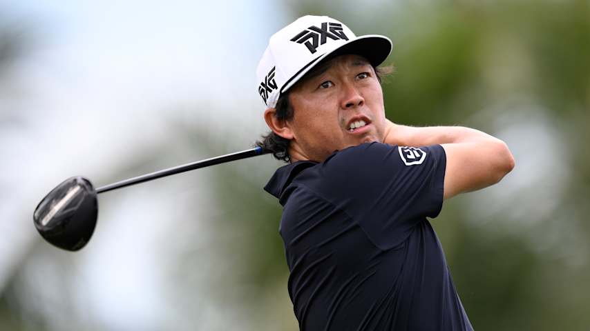 David Lipsky of the United States plays his shot from the second tee during the first round of the Cadillac Championship 2026 at Trump National Doral Miami on April 30, 2026 in Doral, Florida. (Orlando Ramirez/Getty Images)