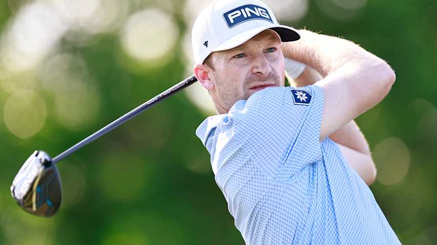 Brian Campbell of the United States plays his shot from the 11th tee during the first round of the Cadillac Championship 2026 at Trump National Doral Miami on April 30, 2026 in Doral, Florida. (Carmen Mandato/Getty Images)