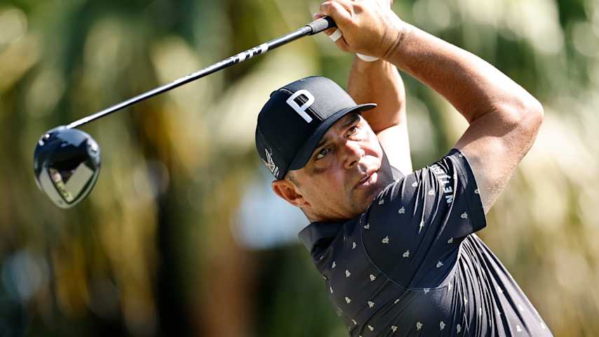 Gary Woodland of the United States plays his shot from the 12th tee during the third round of the Cadillac Championship 2026 at Trump National Doral Miami on May 02, 2026 in Doral, Florida. (Carmen Mandato/Getty Images)