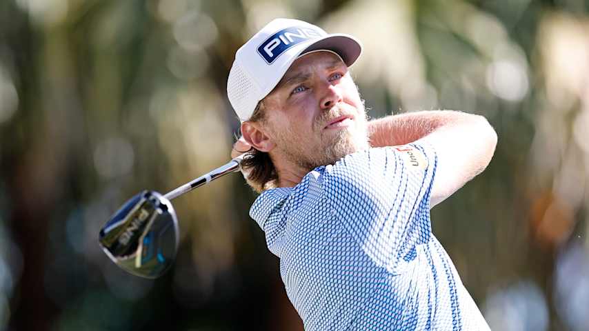 Kristoffer Reitan of Norway plays his shot from the 12th tee during the third round of the Cadillac Championship 2026 at Trump National Doral Miami on May 02, 2026 in Doral, Florida. (Carmen Mandato/Getty Images)