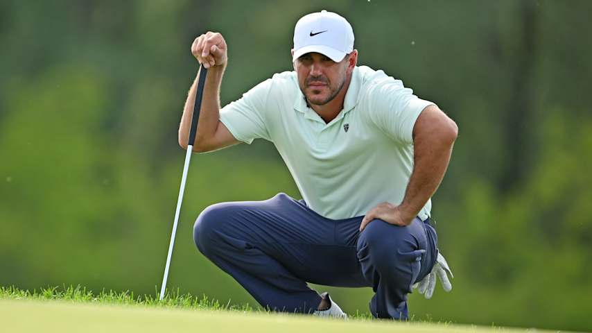 Brooks Koepka of the United States lines up a putt on the 17th green during the first round of the RBC Canadian Open 2026 at TPC Toronto at Osprey Valley on June 11, 2026 in Caledon, Ontario. (Minas Panagiotakis/Getty Images)