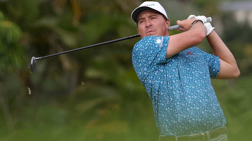 Kevin Roy of the United States plays his shot from the 16th tee during the final round of the Sony Open in Hawaii 2026 at Waialae Country Club on January 18, 2026 in Honolulu, Hawaii. (Mike Mulholland/Getty Images)