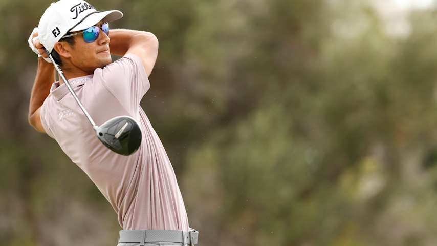 Ricky Castillo of the United States plays his shot from the first tee during the final round of the Sony Open in Hawaii 2026 at Waialae Country Club on January 18, 2026 in Honolulu, Hawaii. (Cliff Hawkins/Getty Images)