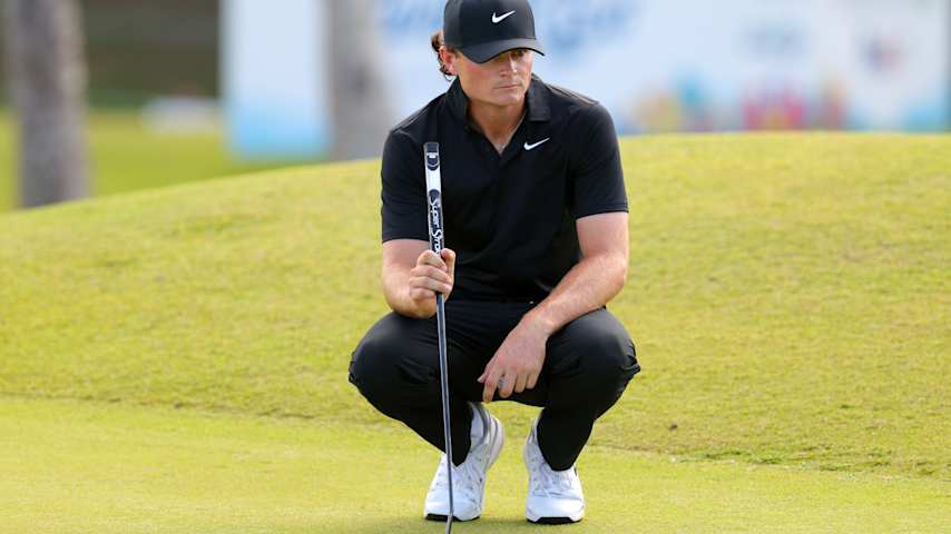 Luke Clanton of the United States lines up a putt on the 11th green during the final round of the Puerto Rico Open 2026 at Grand Reserve Golf Club on March 08, 2026 in Rio Grande, Puerto Rico. (Justin Edmonds/Getty Images)