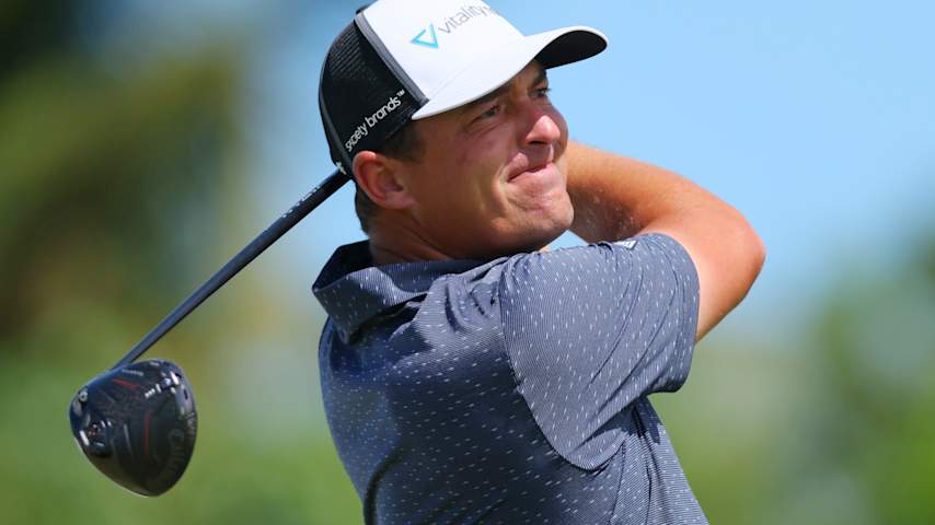 Justin Lower of the United States plays his shot from the ninth tee during the first round of the Puerto Rico Open 2026 at Grand Reserve Golf Club on March 05, 2026 in Rio Grande, Puerto Rico. (Justin Edmonds/Getty Images)