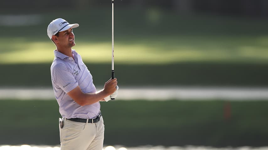 Mac Meissner of the United States follows a shot from a bunker on the sixth hole during the first round of THE PLAYERS Championship 2026 at THE PLAYERS Stadium course at TPC Sawgrass on March 12, 2026 in Ponte Vedra Beach, Florida. (Richard Heathcote/Getty Images)