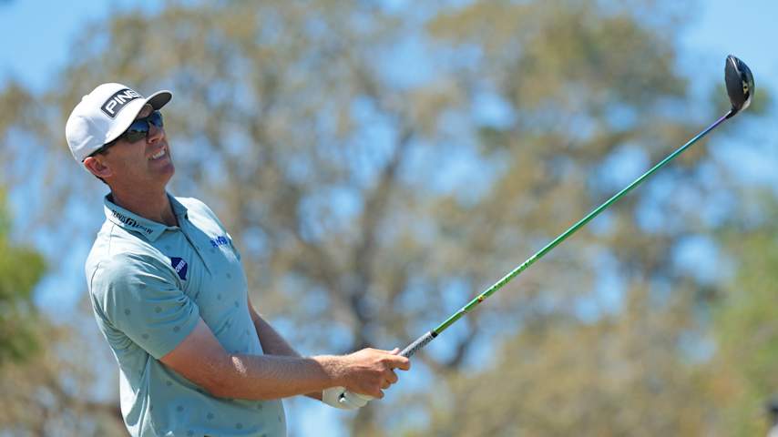 Seamus Power of Ireland follows his shot from the first tee during the final round of the Valspar Championship 2026 at Copperhead Course at Innisbrook Resort and Golf Club on March 22, 2026 in Palm Harbor, Florida. (Sam Navarro/Getty Images)