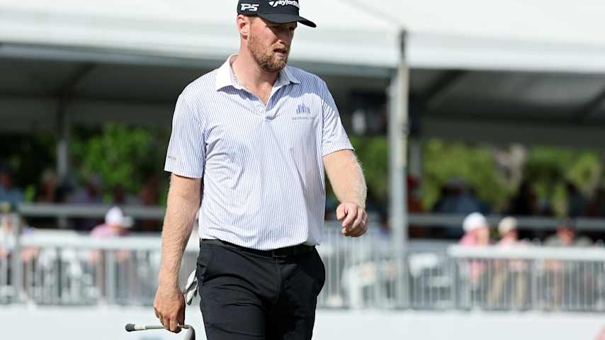 Pontus Nyholm of Sweden lines up a putt on the 15th green during the first round of the Texas Children's Houston Open 2026 at Memorial Park Golf Course on March 26, 2026 in Houston, Texas. (Mike Mulholland/Getty Images)