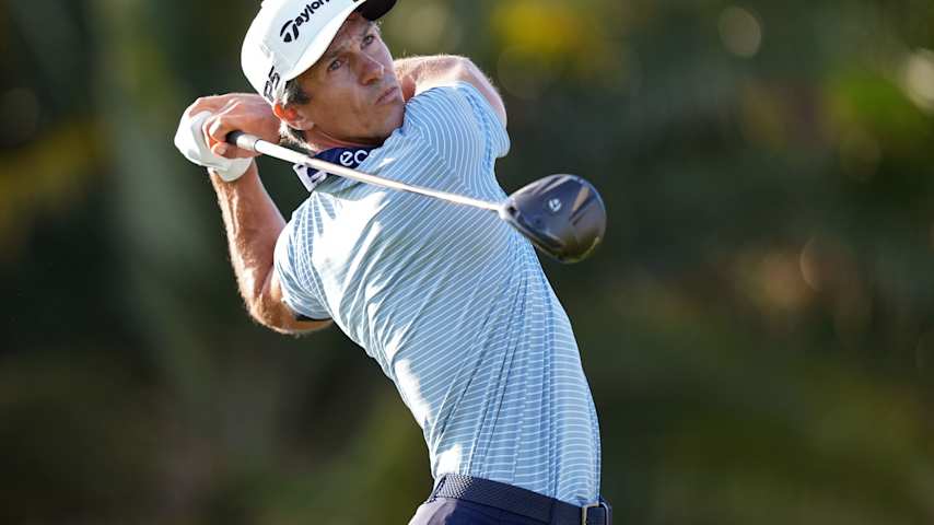 ThorbjÃ¸rn Olesen of Denmark plays his shot from the eighth tee during the first round of the Cognizant Classic 2026 at PGA National Resort And Spa on February 26, 2026 in Palm Beach Gardens, Florida. (Raj Mehta/Getty Images)