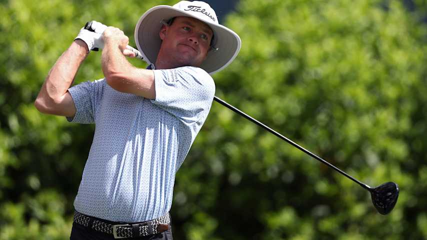 Joe Highsmith of the United States plays his shot from the 11th tee during the third round of THE PLAYERS Championship 2026 at THE PLAYERS Stadium course at TPC Sawgrass on March 14, 2026 in Ponte Vedra Beach, Florida. (Richard Heathcote/Getty Images)