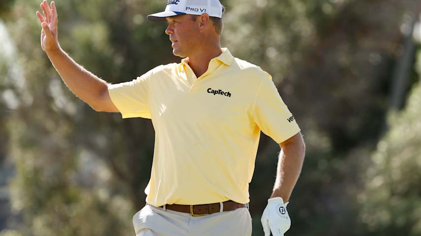 Patton Kizzire of the United States reacts to his shot from the first tee during the third round of the Sony Open in Hawaii 2026 at Waialae Country Club on January 17, 2026 in Honolulu, Hawaii. (Cliff Hawkins/Getty Images)