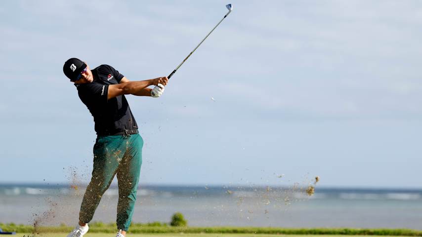 Kurt Kitayama of the United States plays his shot from the 17th tee during the third round of the Sony Open in Hawaii 2026 at Waialae Country Club on January 17, 2026 in Honolulu, Hawaii. (Cliff Hawkins/Getty Images)